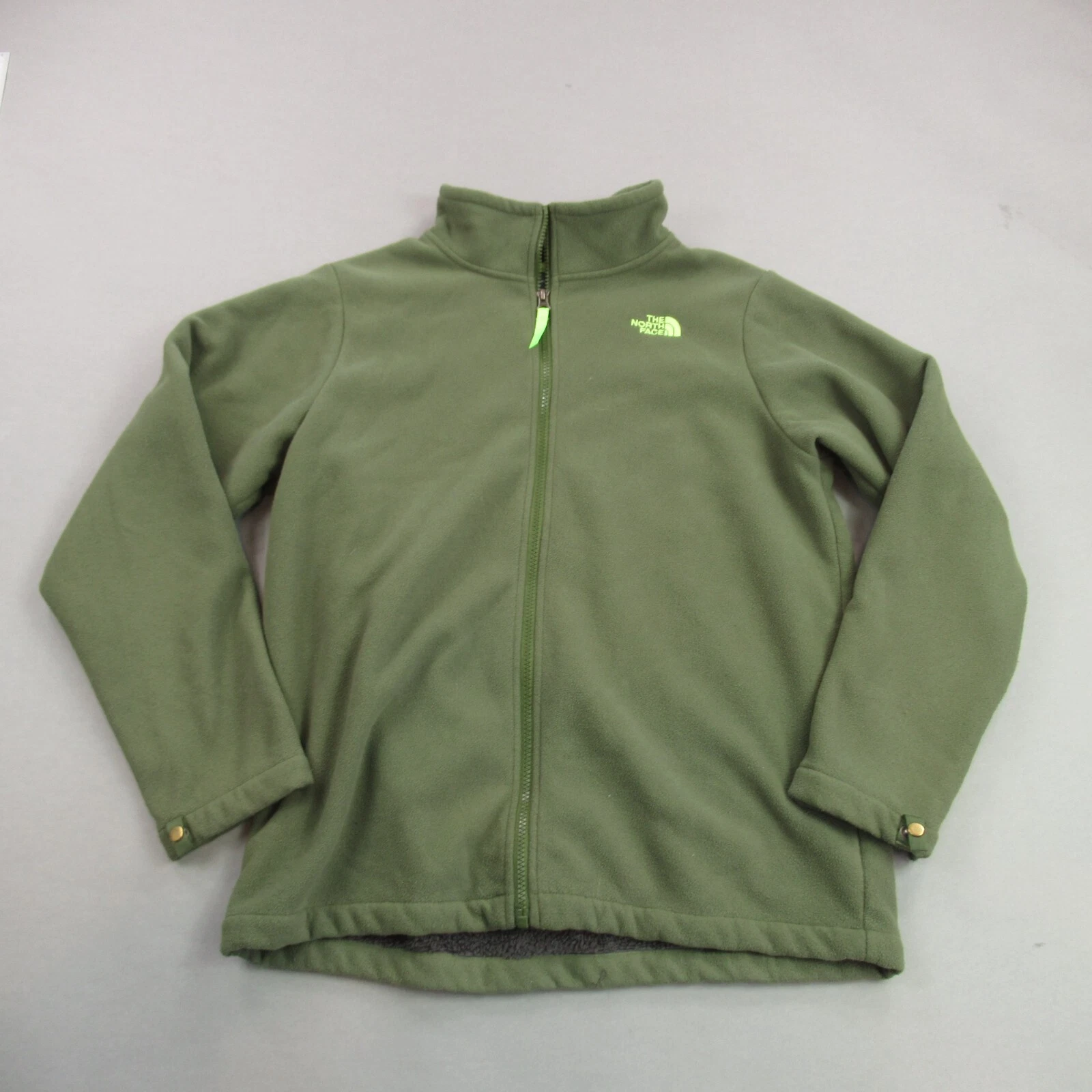 North Face Jacket Boys XL Full Zip Long Sleeve Pockets Green Fleece