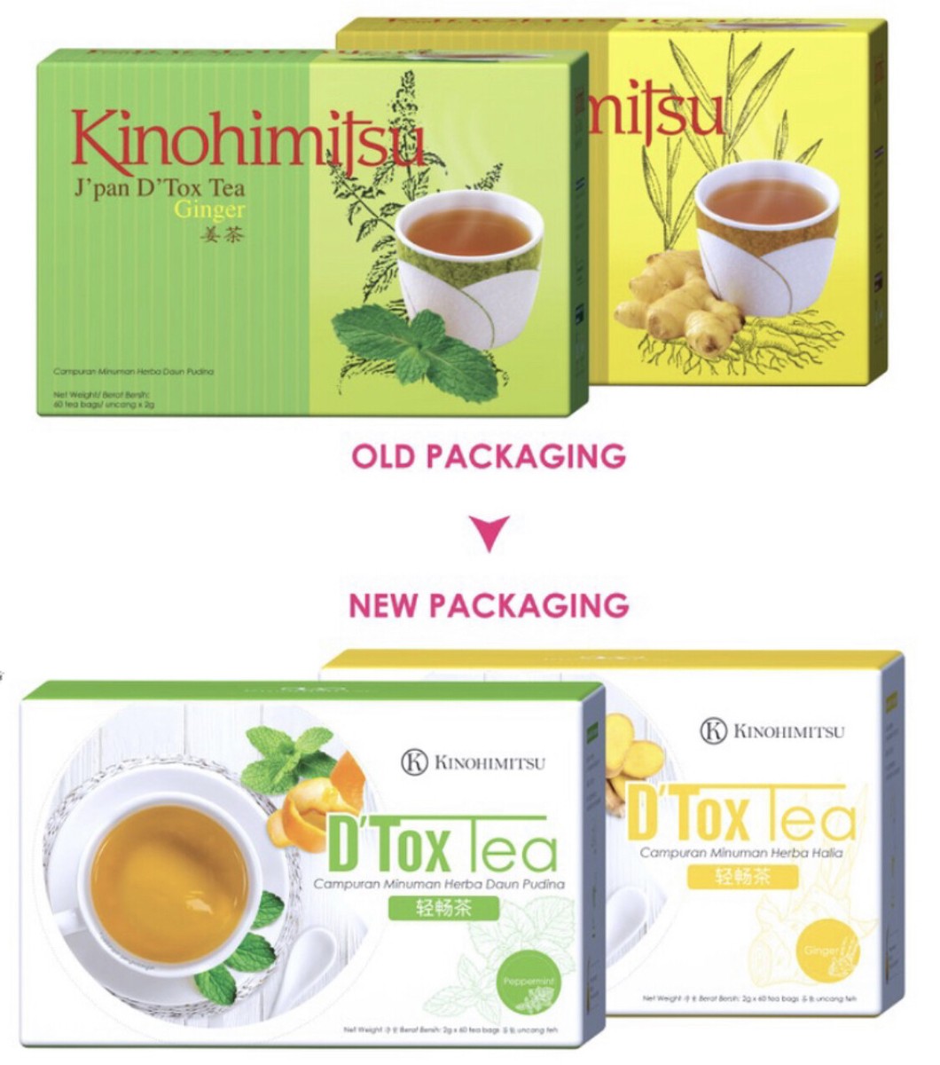 KINOHIMITSU Detox D'Tox PEPPERMINT / GINGER Tea - 60's x 4 Boxes