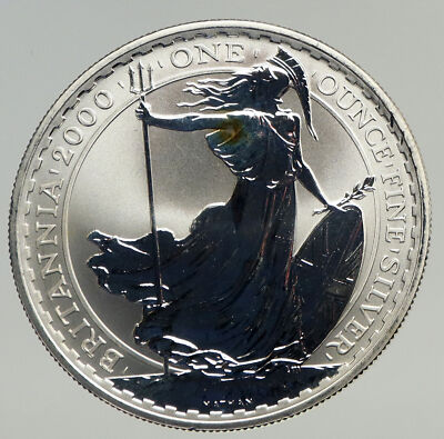 2000 AUSTRALIA UK Queen Elizabeth II BRIT TRIDENT OZ Silver 2 Pounds Coin i93404