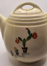Vtg MCM Drip-O-Lator Ceramic Tea Pot Flowers Enterprise Aluminum... Repaired Lid