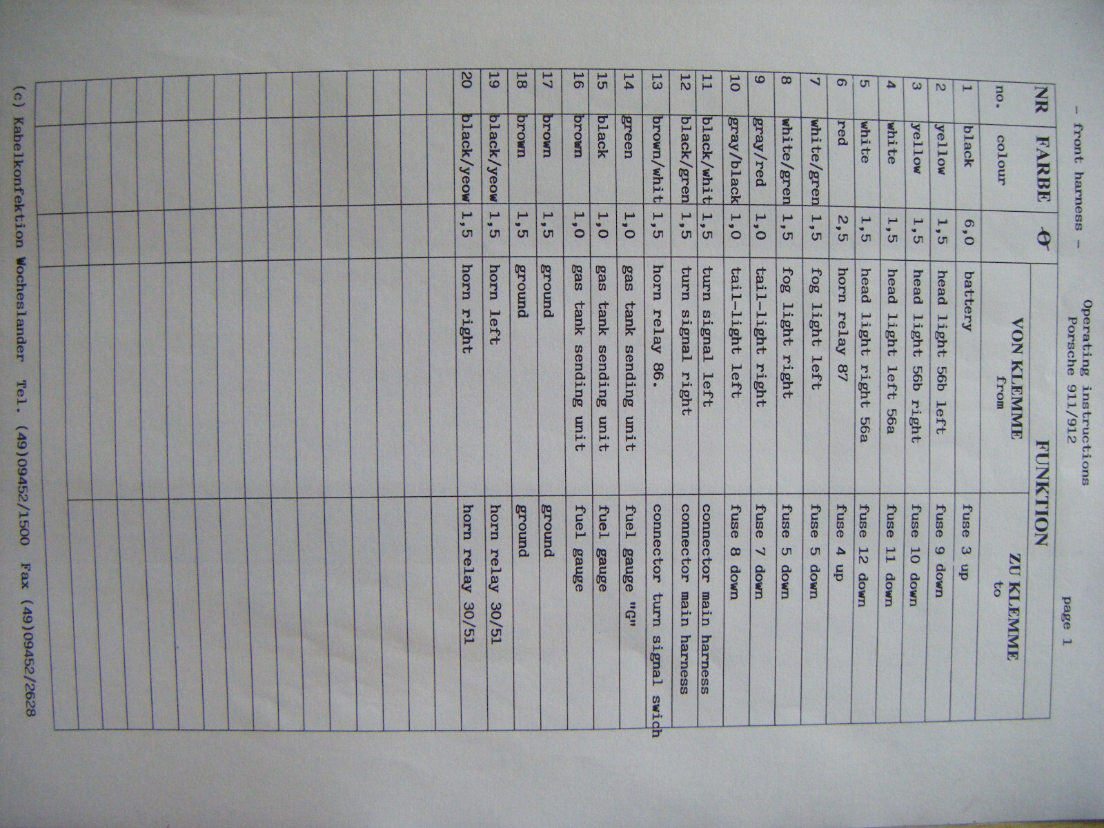 wiring harness Porsche 356 B/T6, C eBay