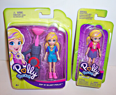 Mattel POLLY POCKET ZIP 'N' BLAST PLAYSET Toy & EXTRA POLLY IMPULSE DOLL NEW!