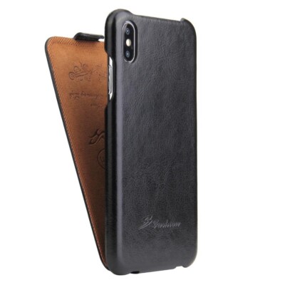 Hülle iPhone XS Max Farbe Schwarz Kunstleder Case Cover Schütze ￼Tasche