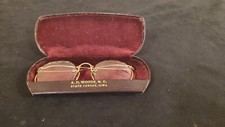 VINTAGE wire rim Gold 12KGF Glasses with Case State Center Iowa Unique Lens Cut