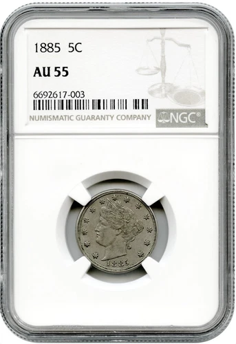 1885 NGC AU55 🔴 Ultra-Choice 🔴 ✅ KING of V Nickels ✅ Liberty Nickel RARE in AU