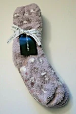Laura Ashley 2 Pr Women's Warm Fuzzy Grippy Purple White Non Slip Slipper Socks 