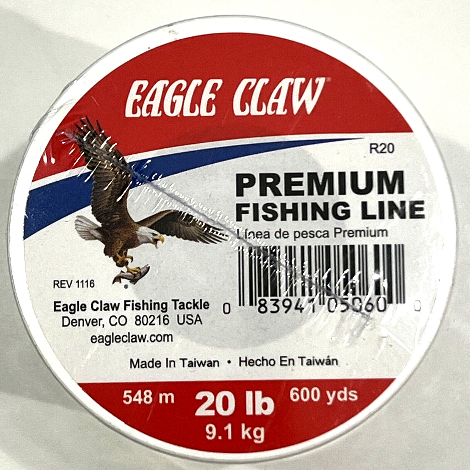 4 Spools Premium Eagle Claw Fishing Line 20 Pound Test 600 yds each spool
