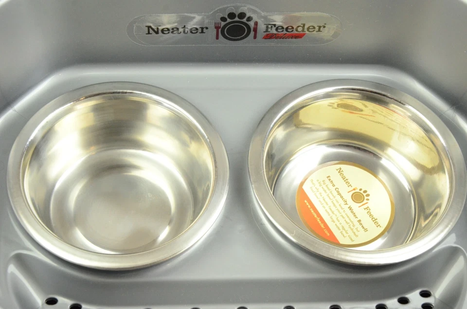 Alimentador Neater pequeño de lujo con extensiones de piernas comida elevada a prueba de desorden - gris Foto 4 de 4