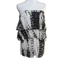 Elam Romper strapless size small color white and black 100% Rayon
