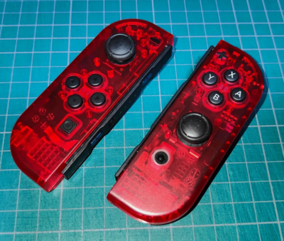 Nintendo Switch Custom Joycons Clear Red Joy-Con Controller JOYCON