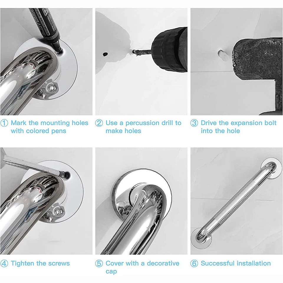 2x Edelstahl Haltegriff Sicherheit Handlauf Für Bad Dusche Badgriff Rutschfeste - Bild 4 von 4