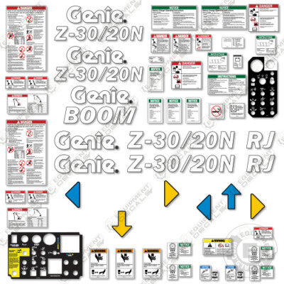 Fits Genie Z30/20N RJ Decal Kit Articulated Boom Lift - 7 Year 3M Vinyl!