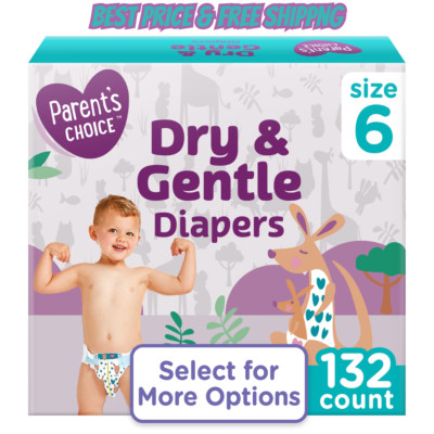 Parent's Choice Dry & Gentle Diapers Size 6, 132 Count HOT DEAL - FREESHIPPING