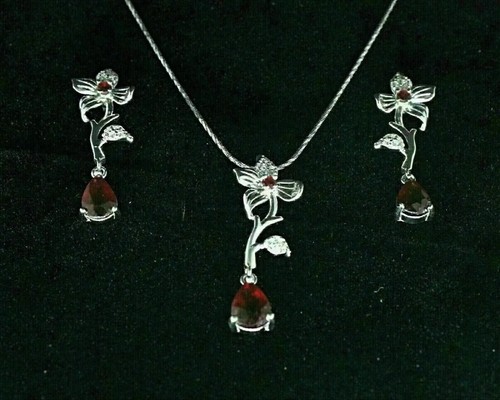 Silver Ruby Earrings Pendant Genuine Natural Mined Gems Solid Sterling - Picture 19 of 24