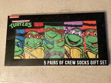 NEW Teenage Mutant Ninja Turtles 5 Pair Crew Socks Gift Set TMNT Shoe Size 6-12