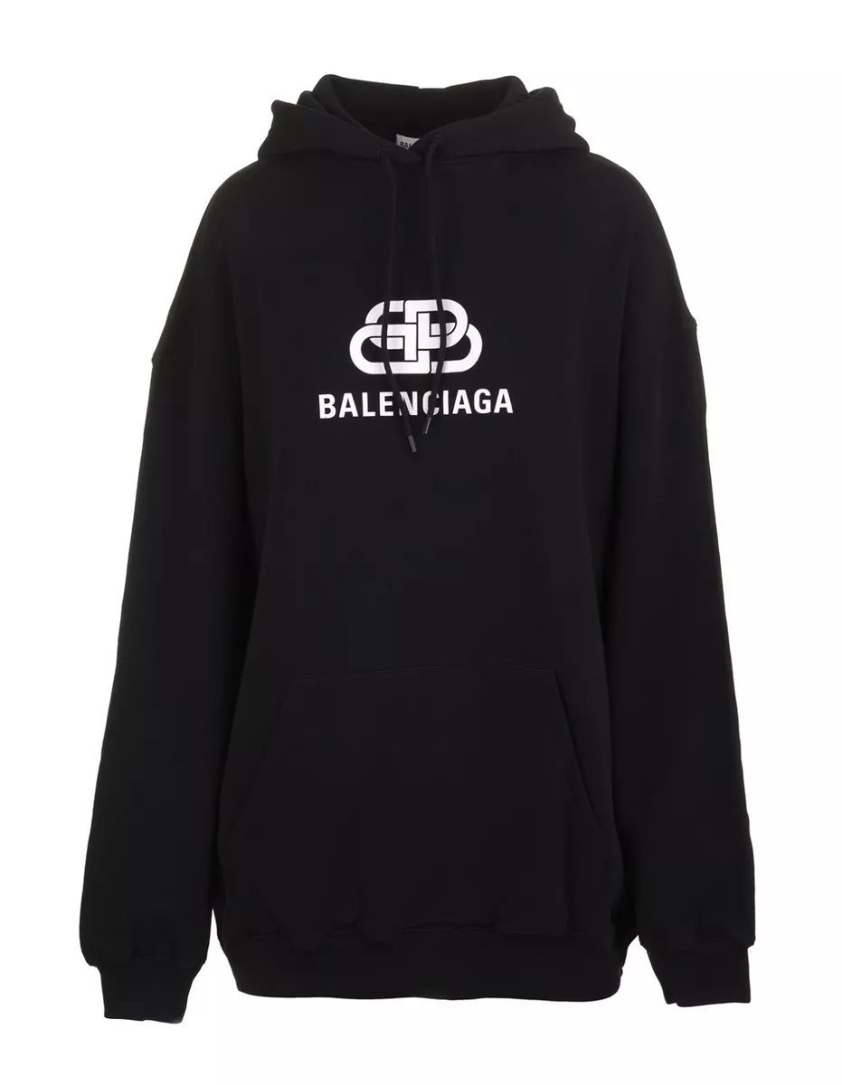 opnå pendul Optøjer Balenciaga Womens Black Sweatshirt with Hood and BB Logo Print Hoodie | eBay