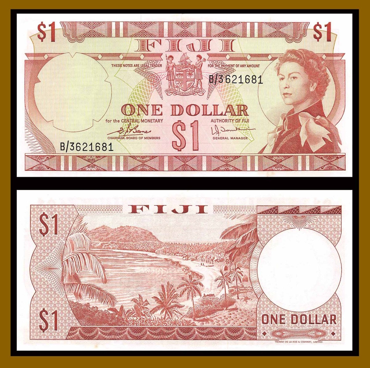 準未使用　フィジー　1974年　エリザベス女王　1ドル　P-71b Fiji 1 Dollar, 1974 P-71b Queen QE II VF/ XF | eBay