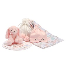 Lambs  Ivy 5 Piece Pink/White Bunny Infant/Newborn Baby Gift Set w/ Swaddle