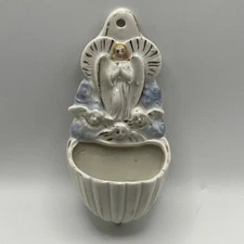 Antique Germany Porcelain Angel & Cherubs Holy Water Font Religious Decor