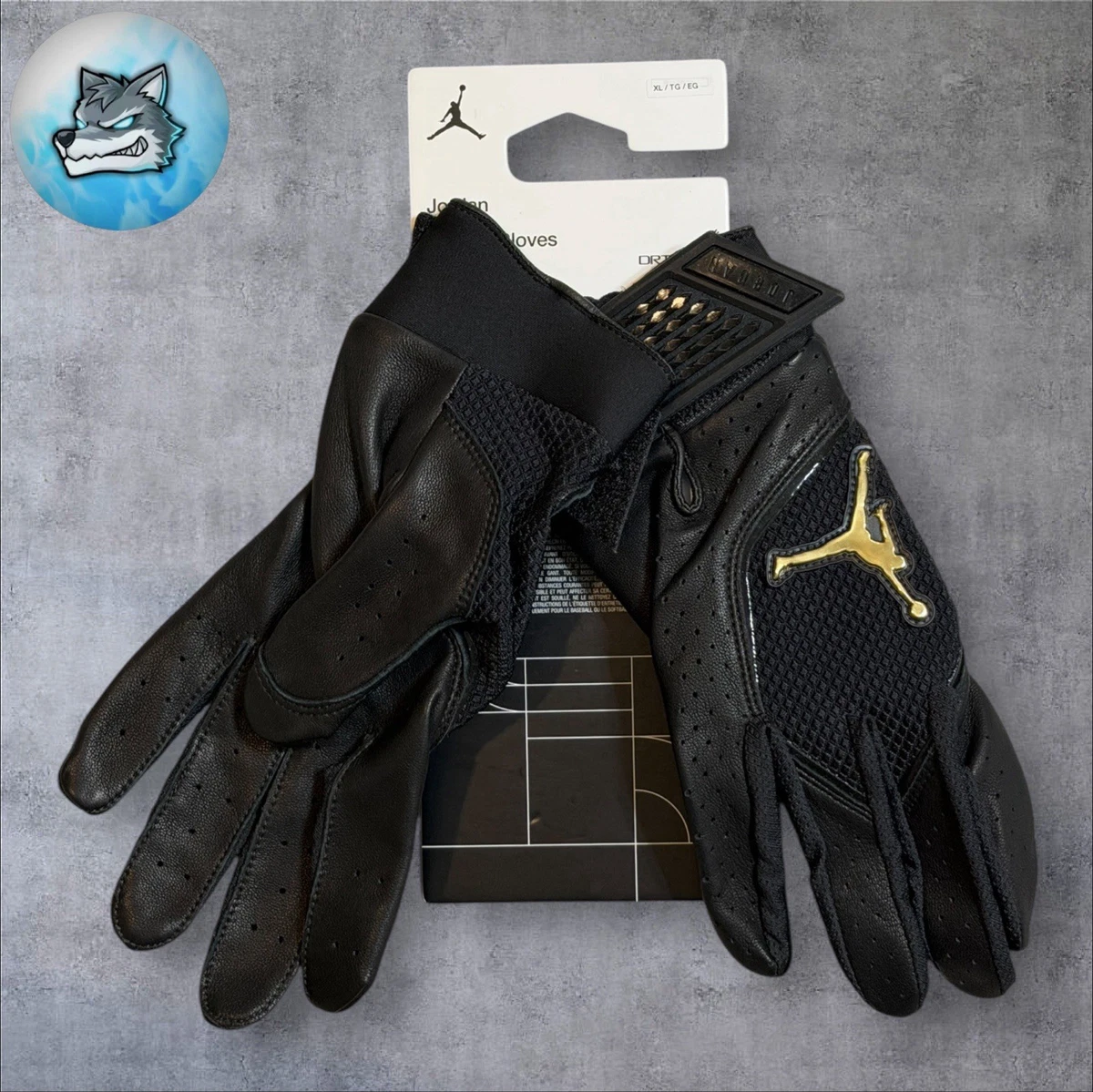 Guantes de bateo de béisbol Jordan Fly Elite negros dorados para hombre talla XL FV5474-075