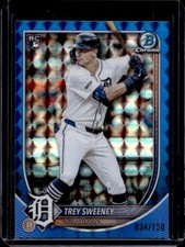 2025 Bowman Chrome Trey Sweeney RC Blue Geometric Refractor Rookie #/150 Tigers