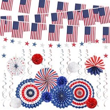 26Pcs Patriotic Decorations 4th of July Decorations Paper Fans Star Style 2