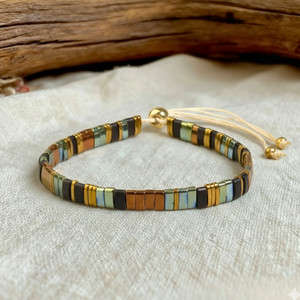 Authentic Miyuki Tila 24k Gold Plated Dainty Bracelet Minimalist Healing Jewelry