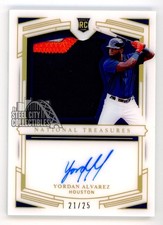 Yordan Alvarez 2020 Panini National Treasures Autograph Rookie Patch Card 21/25