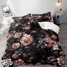 LUVIVIHOME 3PCS Bat Pink Floral Duvet Cover Queen Bedding Set, Gothic Bedding...