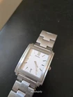 Seiko Watch Mens Tank Quartz White Dial Date Stainless Steel Bracelet Japan vtg