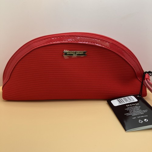 Bolso clutch de muñeca con cremallera roja belleza GIORGIO ARMANI de 7 piezas, viaje, dama de honor - Imagen 14 de 16