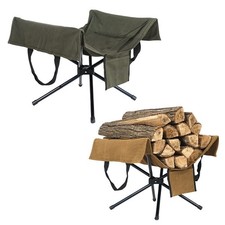 Portable Firewood Rack Foldable Aluminum Frame Canvas Large Capacity Carry Bag