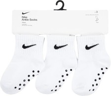 Nike Core Swoosh Baby 6-12M Ankle Gripper Socks Box Set 3 Pairs , White new
