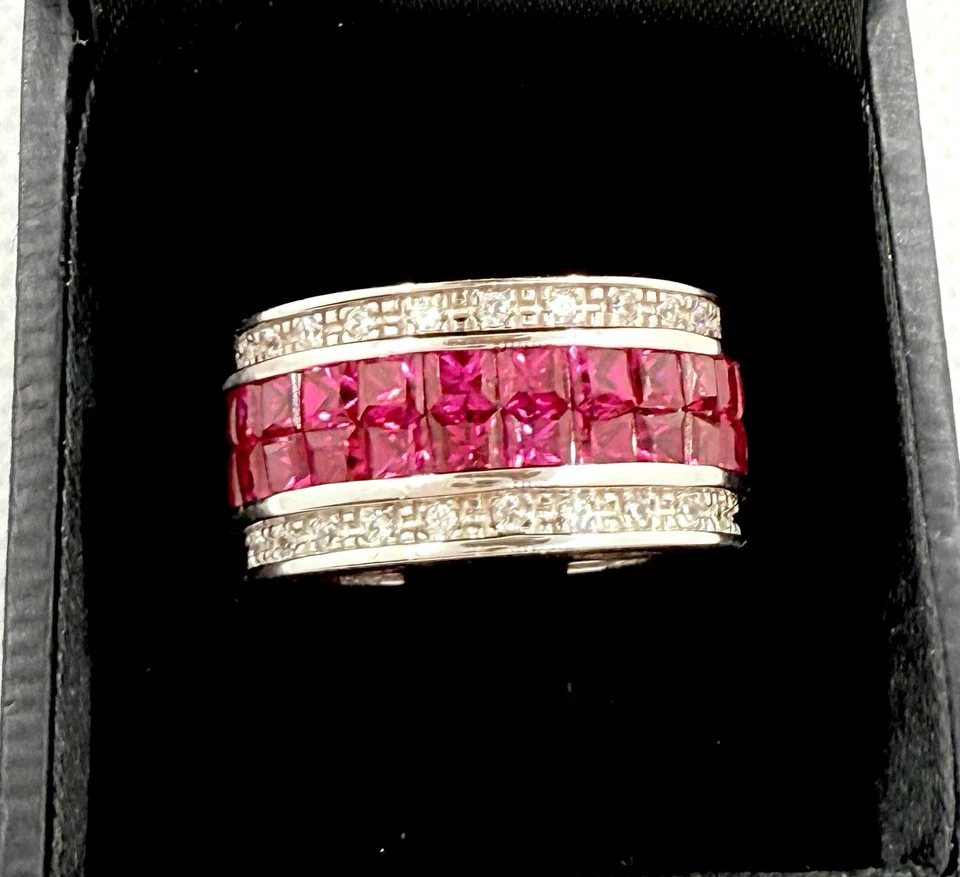 Anillo Michael Valitutti Gemas En Vogue Plata Esterlina Oro Rubí Rojo Diamante Acento Foto 4 de 4
