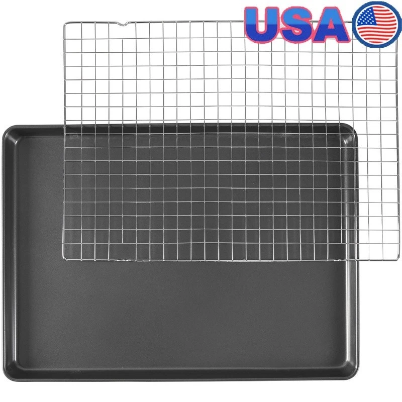 Bakeware Set Non-Stick Mega Cookie Sheet 21x15 & Cooling Rack for Cooking Baking