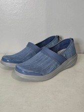 BZees SZ 7W Coco Blue Chambray Comfort Gel Washable Odorban Loafers Shoes NWT
