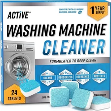 LOT OF 2 ACTIVE Washing Machine Cleaner + Deep Cleaning (24 Tablets x2)