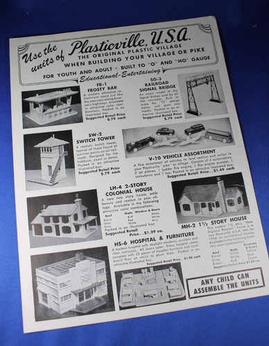 O/S - Plasticville 1955 Catalog - B&W 4-page catalog - Excellent++ Condition