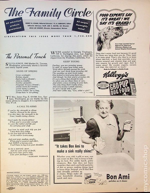 Family Circle Magazine Vol. 22 #14 VG- 3.5 1943 Low Grade