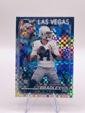 Carter Bradley 2024 Topps Chrome #272 X-Fractor Rookie Card Las Vegas Raiders. rookie card picture
