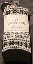 NWT 2 pk Women's Cuddl Duds Boot Socks sz 9-11 Black  Red -5707