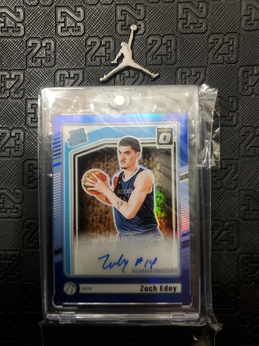 2024-25 Panini Donruss Optic Zach Edey #319 Rated Rookie RC Auto Blue 20/49