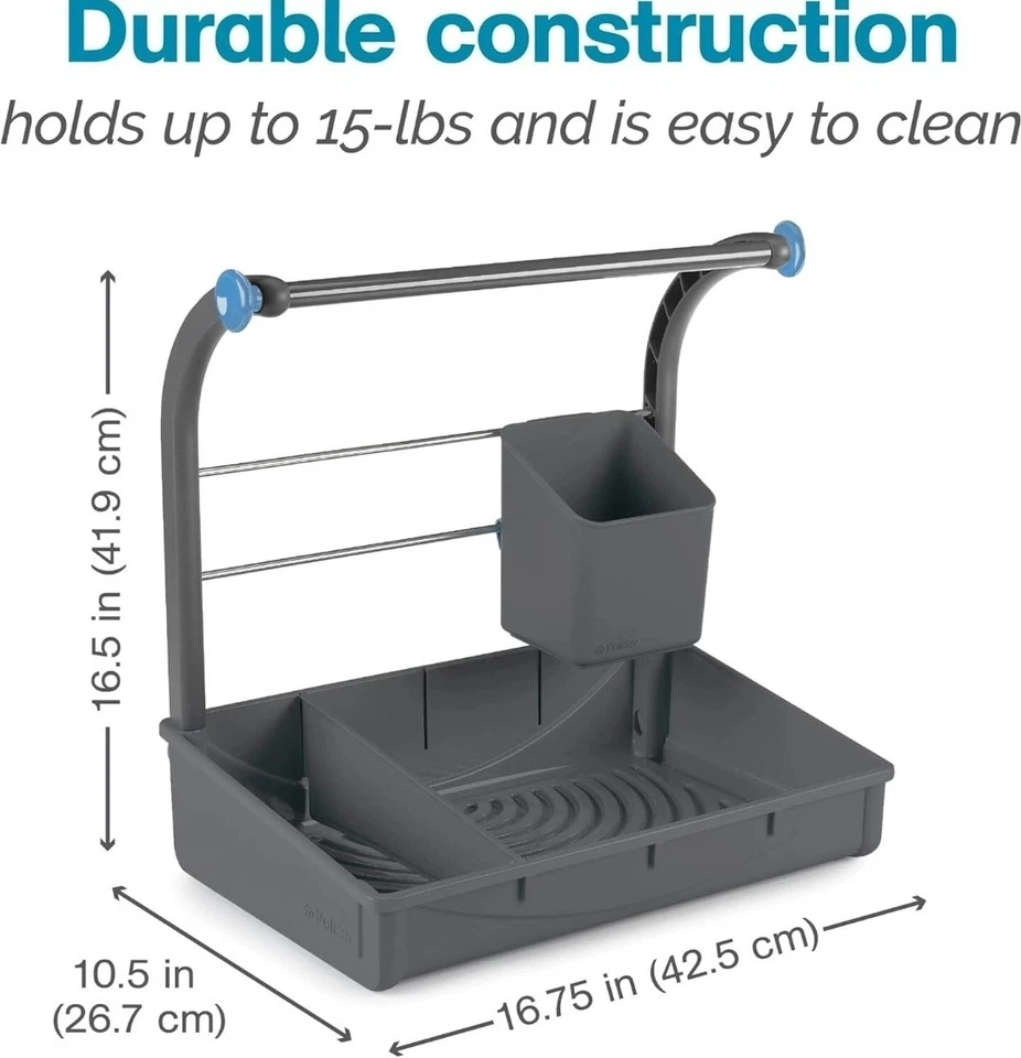 POLDER Debajo del Fregadero Carrito de Almacenamiento GRIS Cocina Baño Organizador 16.75x10.5" IN Foto 2 de 4