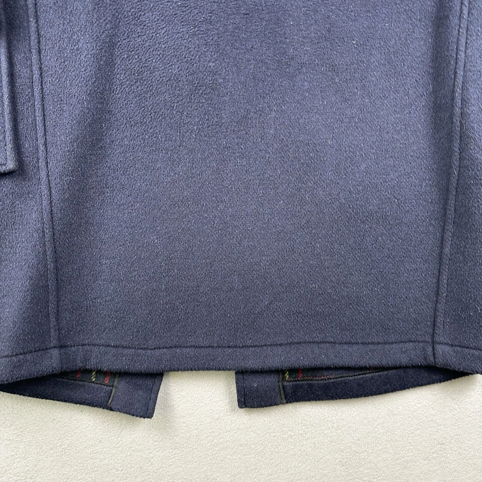 Gloverall Duffle Coat Men’s Small Navy Blue Wool Toggle Hooded Tartan England - product detail image 24
