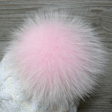 Fur pom pom, Light pink fur pompom for hat, Real fox fur pom, Detachable pompom