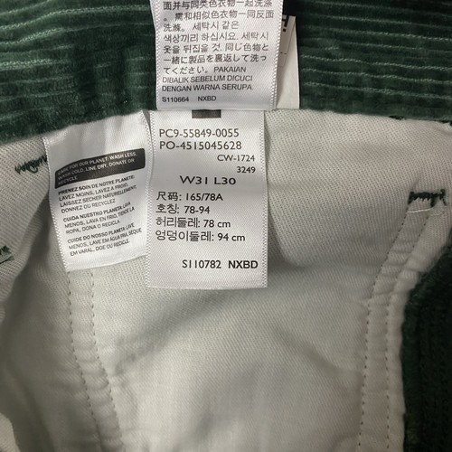 Levis 568 Corduroy Pants Mens 31x30 (Fits 33x30) Green Loose Carpenter Workwear - Picture 11 of 18