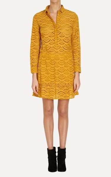 Women Ba&sh Dress Mustard Cotton XS