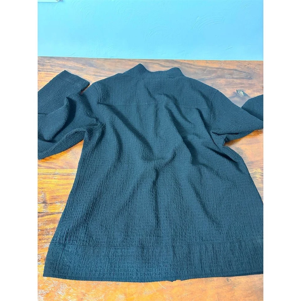 Chaqueta para mujer ExOfficio vintage negra arrugada texturizada talla L Foto 3 de 4