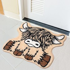 Highland Cow Tufted Rug Cattle Bath Mat Gift Western Cow Bath Rug Non Slip Wa...