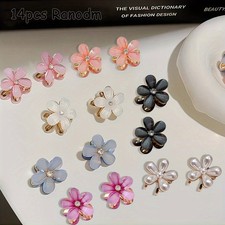 14P Random Mini Flower Hair Clips Floral Hair Pins Women Daily Hair Accessories